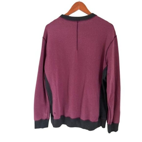 Lululemon Mens Burgundy Gray Long-Sleeve Crewneck Sweatshirt Cotton Blend -L - Picture 5 of 7